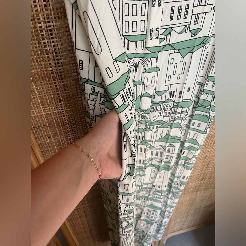 Anthropologie porridge cityscape lounge midi dress - Picture 9 of 11